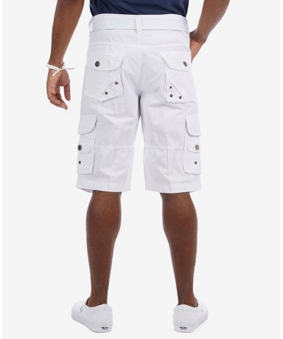 Men's Big and Tall Belted Double Pocket Cargo Shorts White $26.60 Shorts