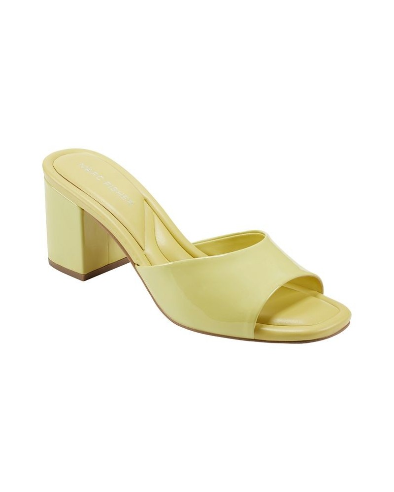 Women's Fynn Block Heel Slip-on Dress Sandals Yellow $49.50 Shoes