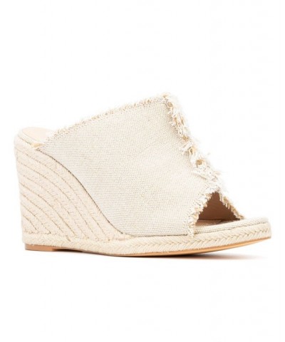 Women's Estella Wide Width Wedge Sandals Tan/Beige $48.28 Shoes