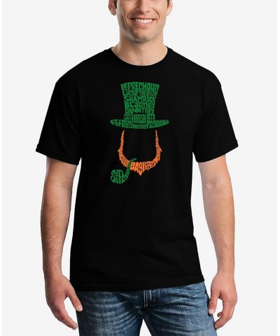 Men's Leprechaun Word Art Graphic T-shirt Black $17.50 T-Shirts