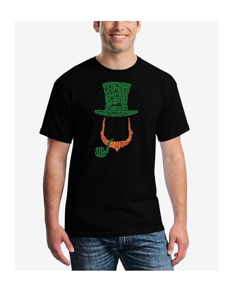 Men's Leprechaun Word Art Graphic T-shirt Black $17.50 T-Shirts