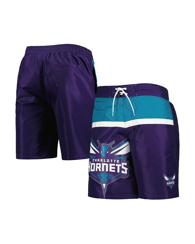 Men's Purple Charlotte Hornets Sea Wind Swim Trunks $32.50 Swimsuits