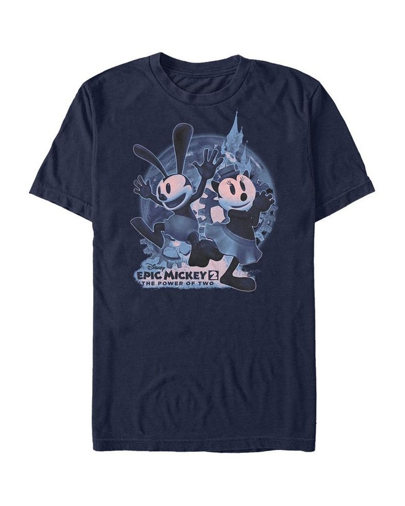 Men's Epic Mickey Oswald and Ortensia Moon Short Sleeve T-shirt Blue $16.80 T-Shirts