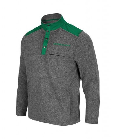 Men's Heathered Charcoal and Green Oregon Ducks Huff Snap Pullover $34.50 Sweatshirt