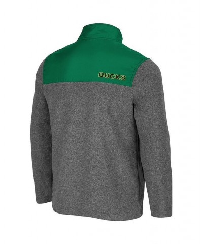 Men's Heathered Charcoal and Green Oregon Ducks Huff Snap Pullover $34.50 Sweatshirt