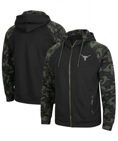 Men's Black, Camo Texas Longhorns OHT Military-Inspired Appreciation Raglan Full-Zip Hoodie $35.70 Sweatshirt