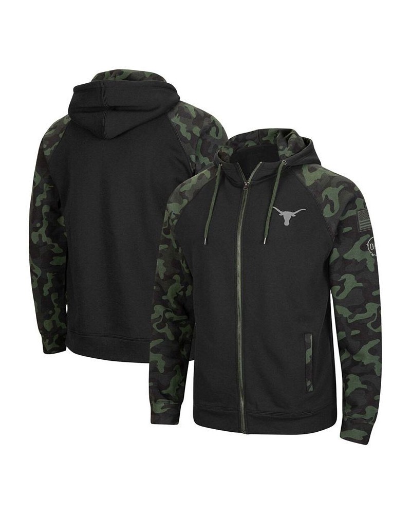 Men's Black, Camo Texas Longhorns OHT Military-Inspired Appreciation Raglan Full-Zip Hoodie $35.70 Sweatshirt