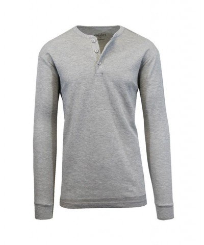 Men's Long Sleeve Thermal Henley Tee PD04 $15.75 T-Shirts