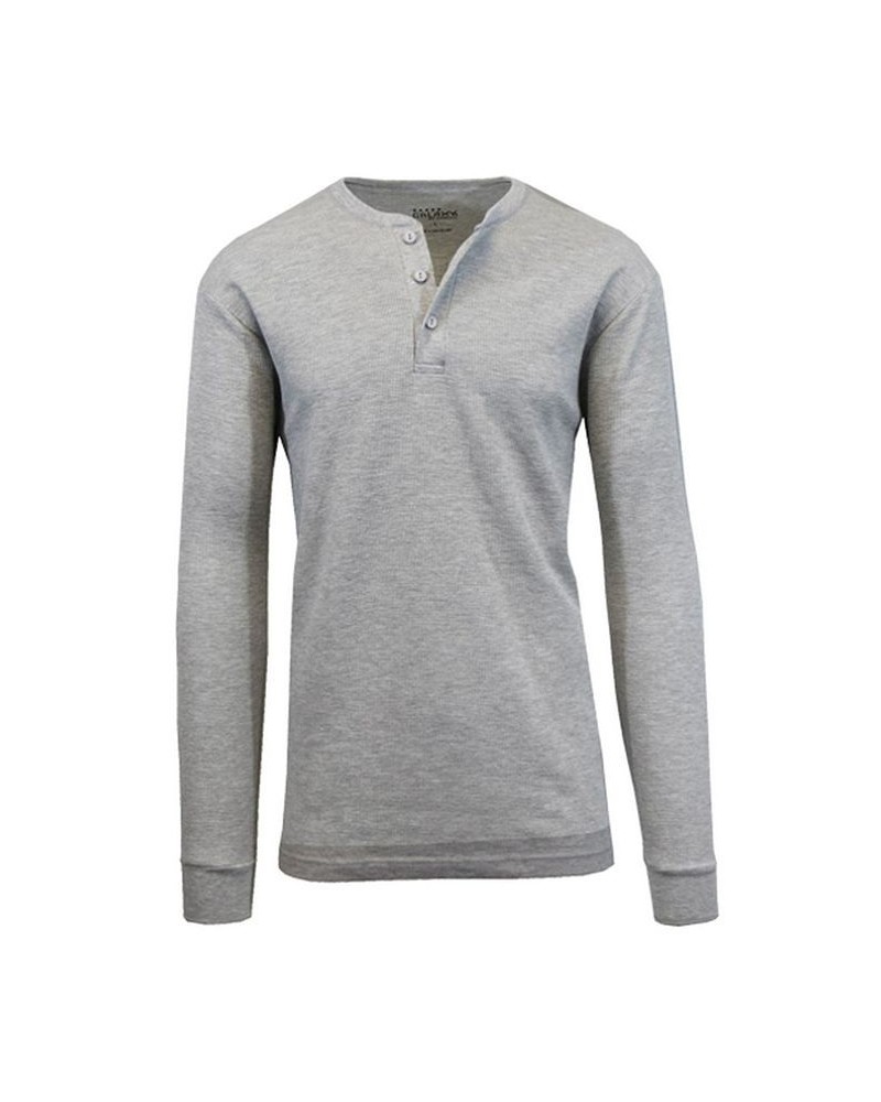 Men's Long Sleeve Thermal Henley Tee PD04 $15.75 T-Shirts