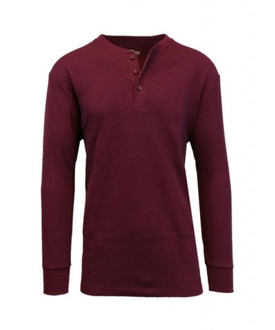 Men's Long Sleeve Thermal Henley Tee PD04 $15.75 T-Shirts