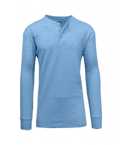 Men's Long Sleeve Thermal Henley Tee PD04 $15.75 T-Shirts