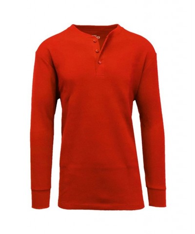 Men's Long Sleeve Thermal Henley Tee PD04 $15.75 T-Shirts