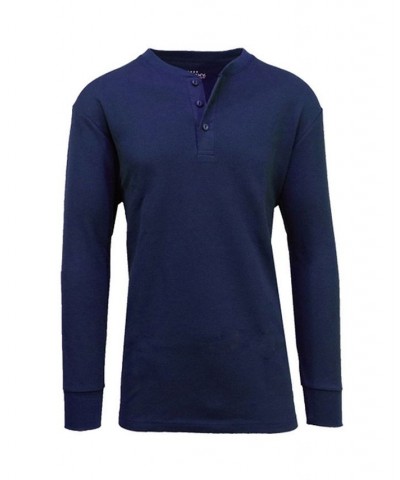 Men's Long Sleeve Thermal Henley Tee PD04 $15.75 T-Shirts