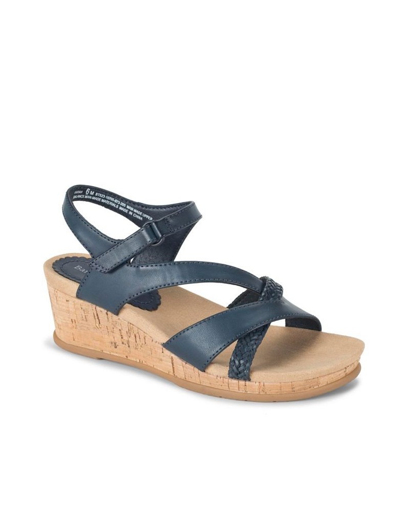 Women's Farah Casual Almond Toe Wedge Sandal Blue $45.39 Shoes