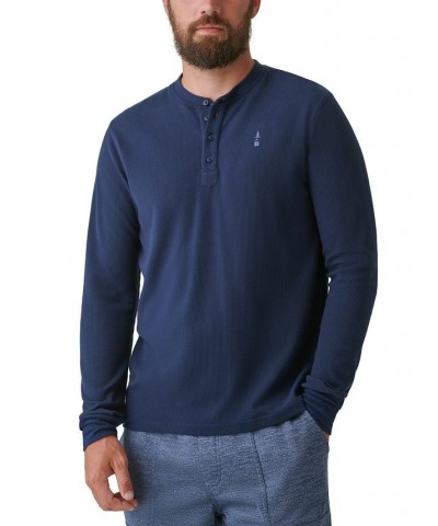 Men's Camden Waffle-Knit Long-Sleeve Henley Blue $10.17 T-Shirts