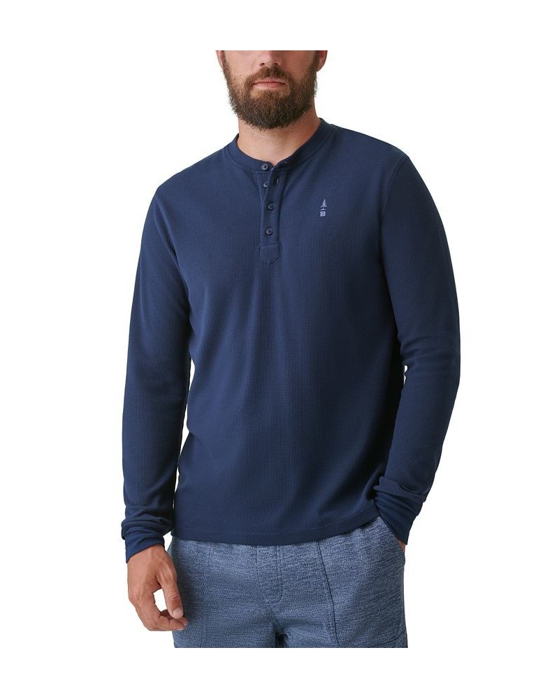 Men's Camden Waffle-Knit Long-Sleeve Henley Blue $10.17 T-Shirts