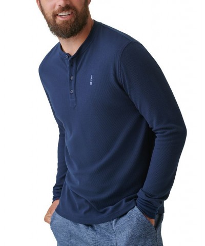 Men's Camden Waffle-Knit Long-Sleeve Henley Blue $10.17 T-Shirts