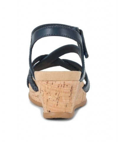 Women's Farah Casual Almond Toe Wedge Sandal Blue $45.39 Shoes