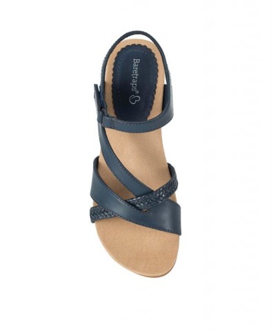 Women's Farah Casual Almond Toe Wedge Sandal Blue $45.39 Shoes