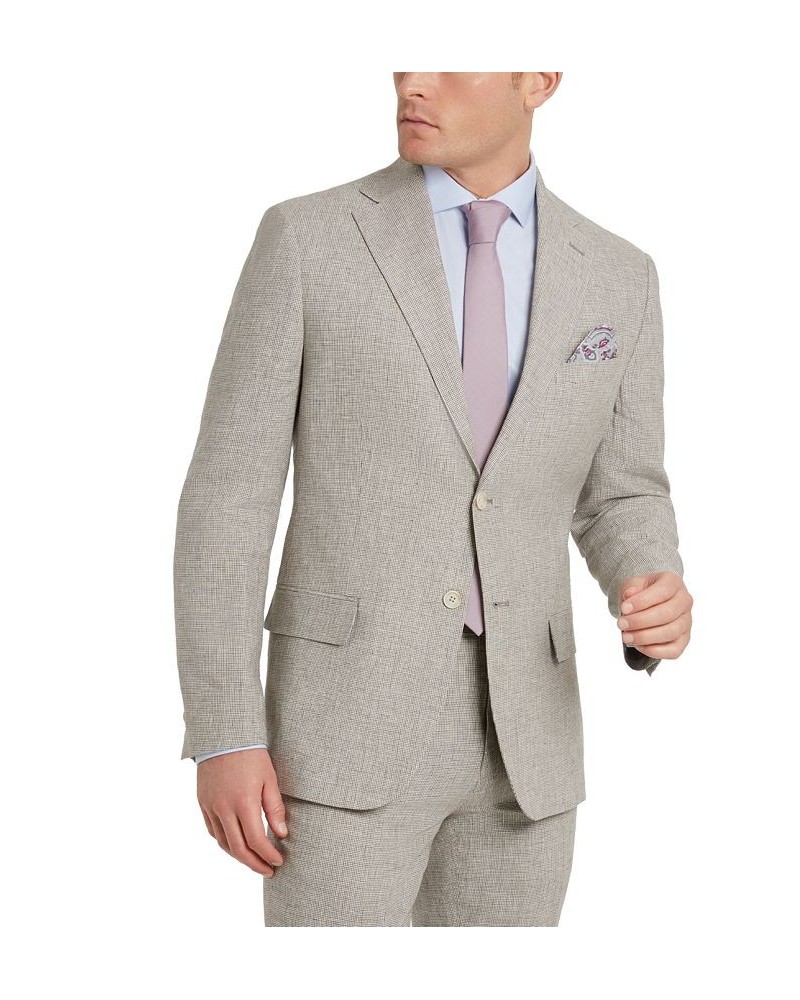 Men's Slim-Fit Tan Houndstooth Suit Jacket Tan/Beige $169.65 Suits