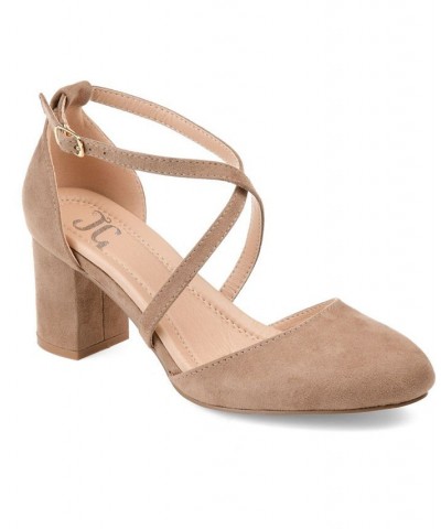 Women's Foster Crisscross Heels Tan/Beige $46.00 Shoes