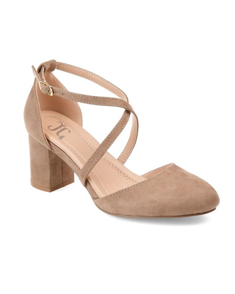 Women's Foster Crisscross Heels Tan/Beige $46.00 Shoes