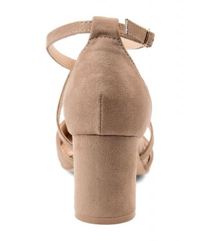 Women's Foster Crisscross Heels Tan/Beige $46.00 Shoes