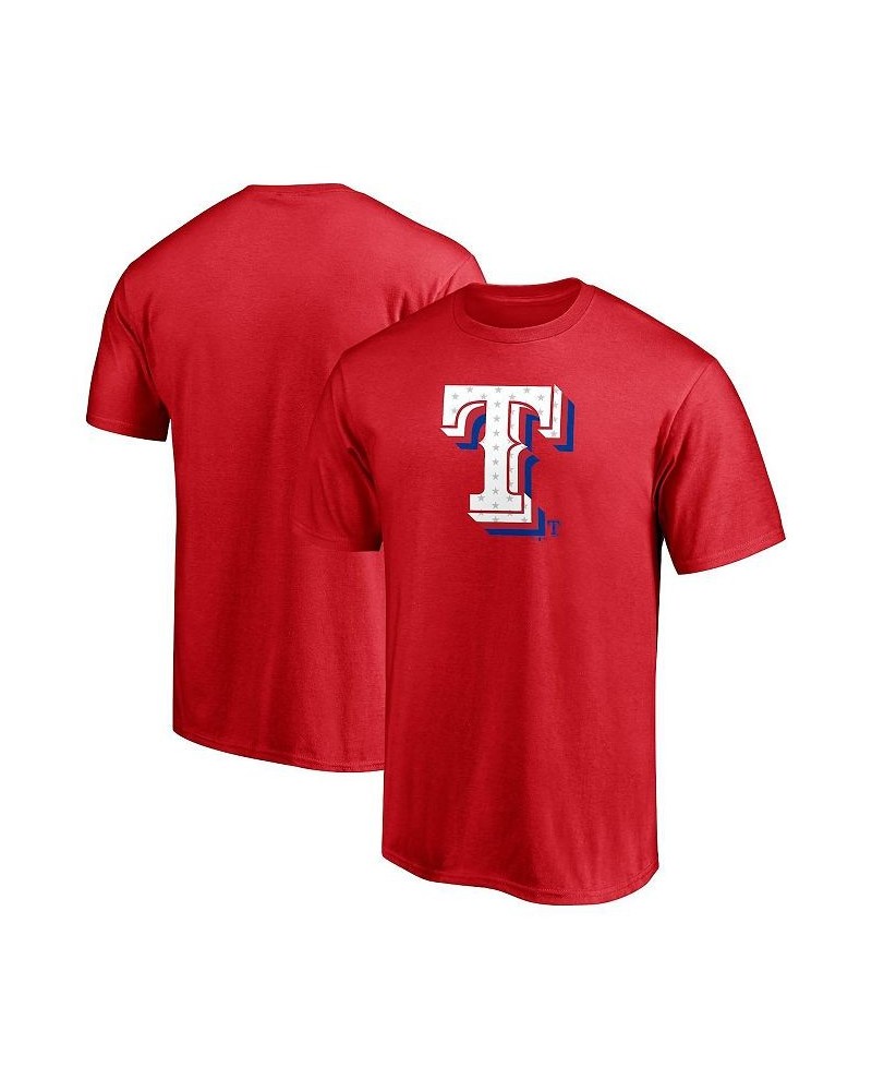 Men's Branded Red Texas Rangers Red White and Team Logo T-shirt $15.04 T-Shirts