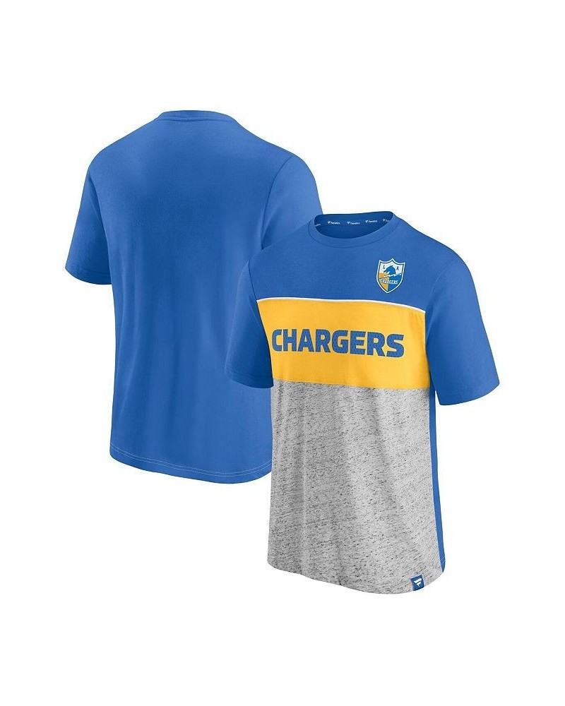 Men's Branded Powder Blue, Heathered Gray Los Angeles Chargers Throwback Colorblock T-shirt $19.36 T-Shirts