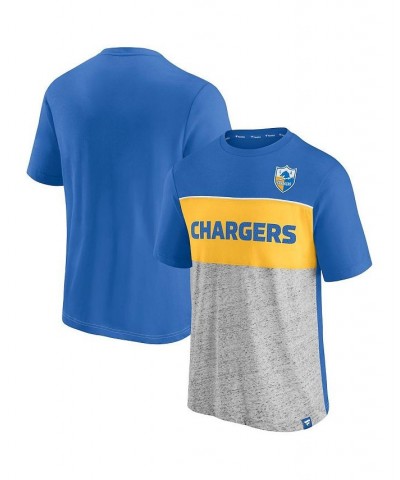 Men's Branded Powder Blue, Heathered Gray Los Angeles Chargers Throwback Colorblock T-shirt $19.36 T-Shirts