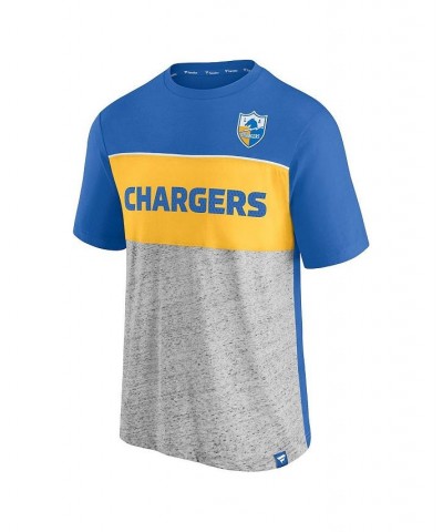 Men's Branded Powder Blue, Heathered Gray Los Angeles Chargers Throwback Colorblock T-shirt $19.36 T-Shirts