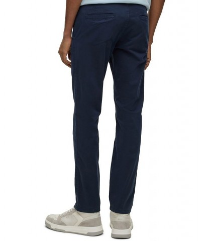 BOSS Men's Slim-Fit Printed Stretch-Cotton Twill Trousers Blue $57.12 Pants