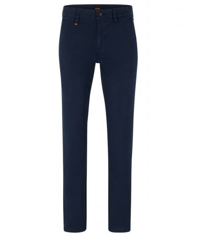 BOSS Men's Slim-Fit Printed Stretch-Cotton Twill Trousers Blue $57.12 Pants