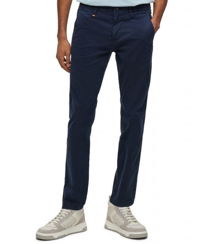 BOSS Men's Slim-Fit Printed Stretch-Cotton Twill Trousers Blue $57.12 Pants