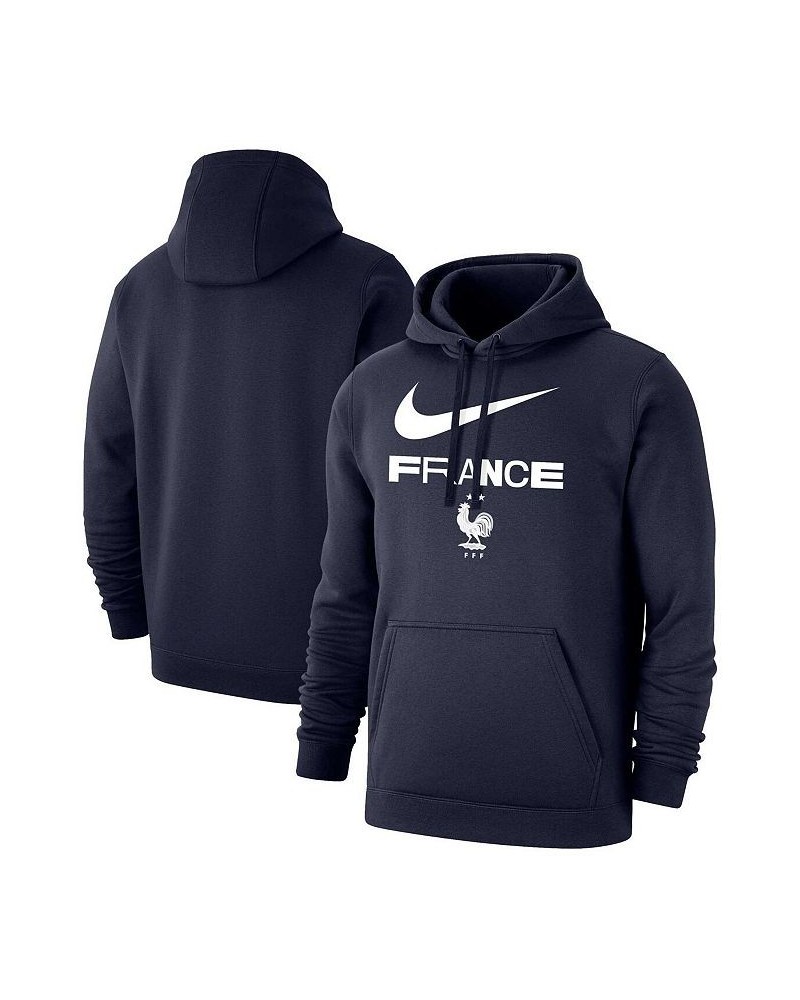 Men's Navy France National Team Lockup Club Pullover Hoodie $34.40 Sweatshirt