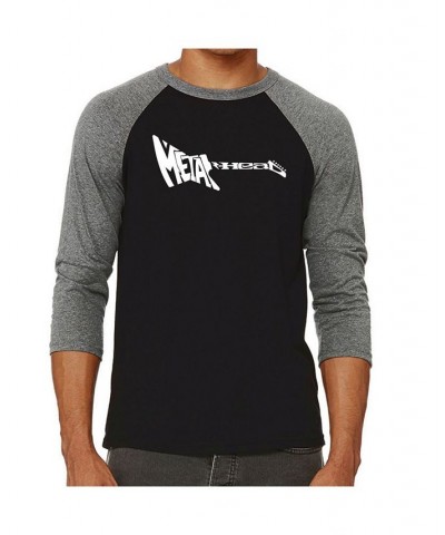 Metal Head Men's Raglan Word Art T-shirt Gray $24.29 T-Shirts