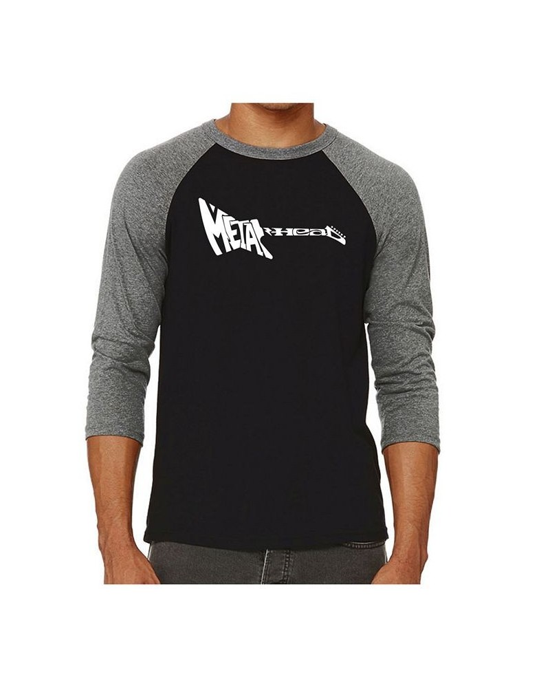 Metal Head Men's Raglan Word Art T-shirt Gray $24.29 T-Shirts