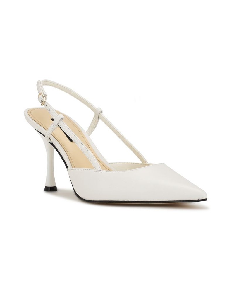 Women's Peni Pointy Toe Sling-back Dress Pumps White $45.15 Shoes