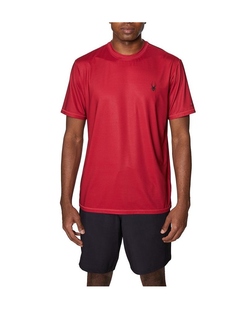 Men's Short-Sleeve Raglan Sleeve Swim Shirt Red $25.20 Swimsuits