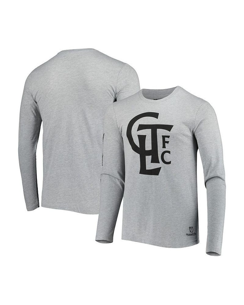 Men's Heathered Gray Charlotte FC Logo Long Sleeve T-shirt $27.00 T-Shirts