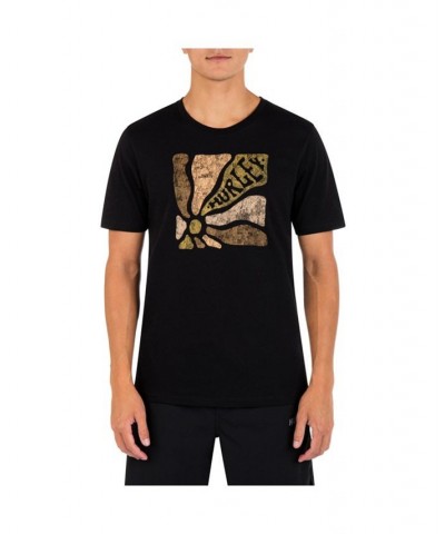 Men's Everyday Explore Sun Flower Short Sleeves T-shirt Black $14.40 T-Shirts