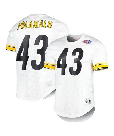 Men's Troy Polamalu White Pittsburgh Steelers Retired Player Name and Number Mesh Top $50.00 Jersey