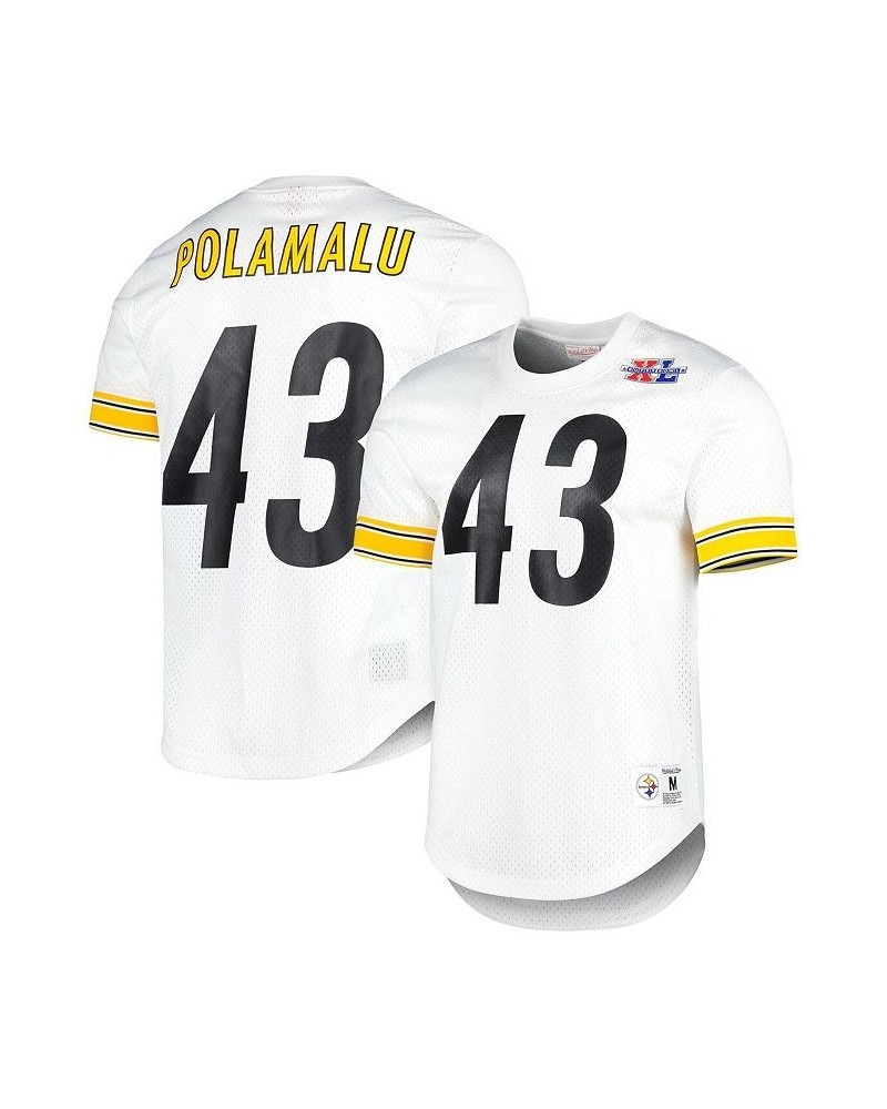 Men's Troy Polamalu White Pittsburgh Steelers Retired Player Name and Number Mesh Top $50.00 Jersey