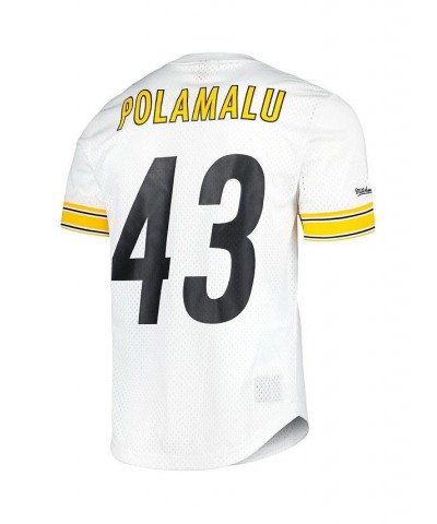 Men's Troy Polamalu White Pittsburgh Steelers Retired Player Name and Number Mesh Top $50.00 Jersey