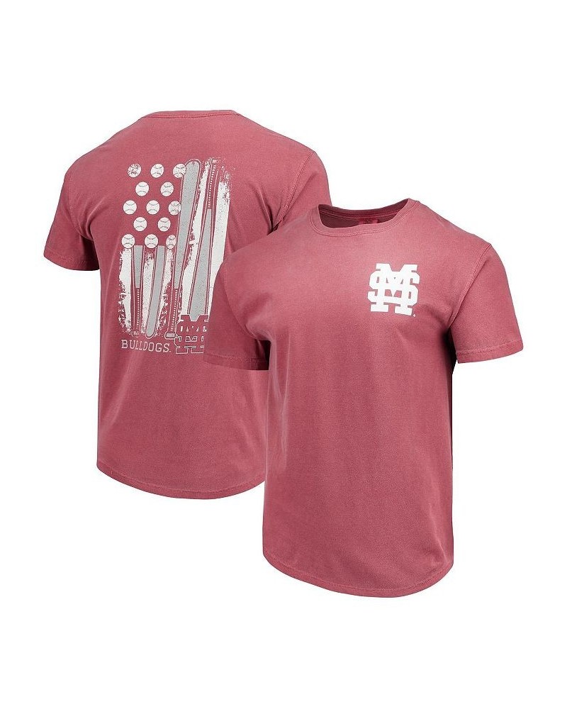 Men's Maroon Mississippi State Bulldogs Baseball Flag Comfort Colors T-shirt $23.09 T-Shirts