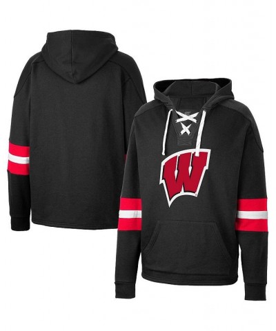 Men's Black Wisconsin Badgers Lace-Up 4.0 Pullover Hoodie $38.99 Sweatshirt