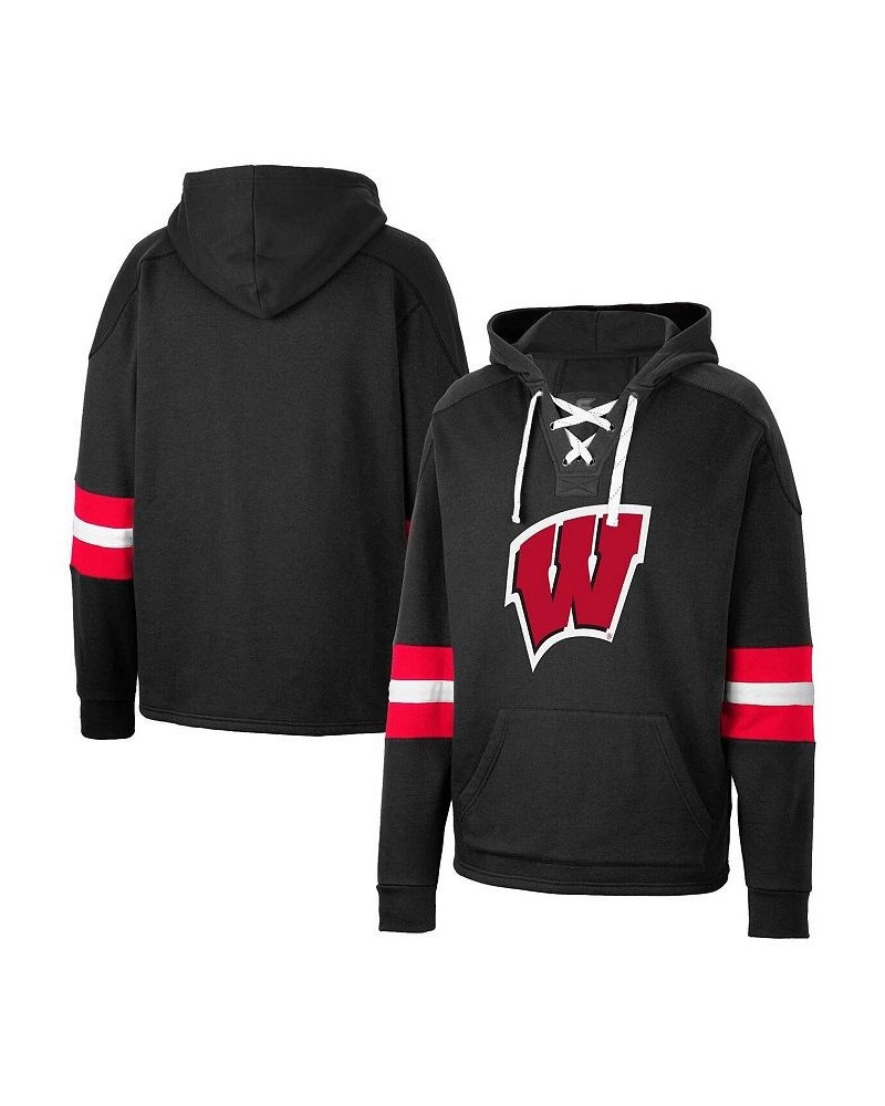 Men's Black Wisconsin Badgers Lace-Up 4.0 Pullover Hoodie $38.99 Sweatshirt