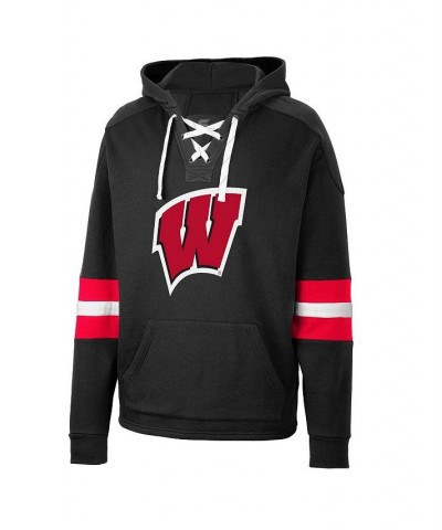 Men's Black Wisconsin Badgers Lace-Up 4.0 Pullover Hoodie $38.99 Sweatshirt