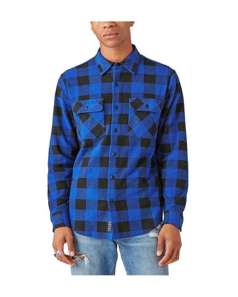 Men's Buffalo Plaid Long Sleeves Knit Shirt Blue Multi $35.60 Shirts