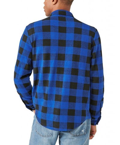 Men's Buffalo Plaid Long Sleeves Knit Shirt Blue Multi $35.60 Shirts